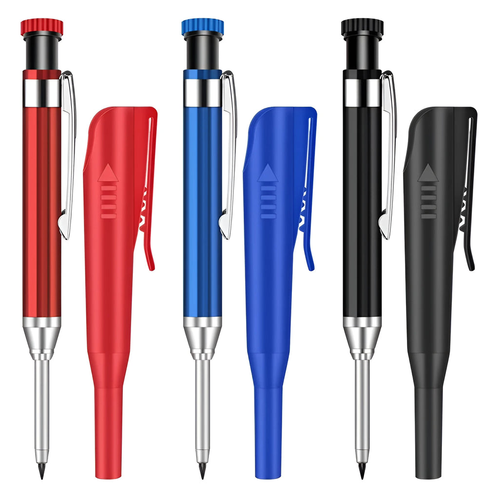2.8mm metal long head carpenter's pencil with black refill core and single head design for deep hole marking
