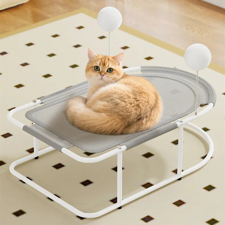 Large grey fabric pet kennel with breathable mesh panels for cats and puppies