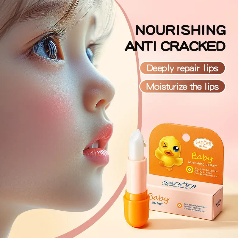 Anti-chapped moisturising lipstick stick in packaging, shown with variants like avocado and cherry blossom.