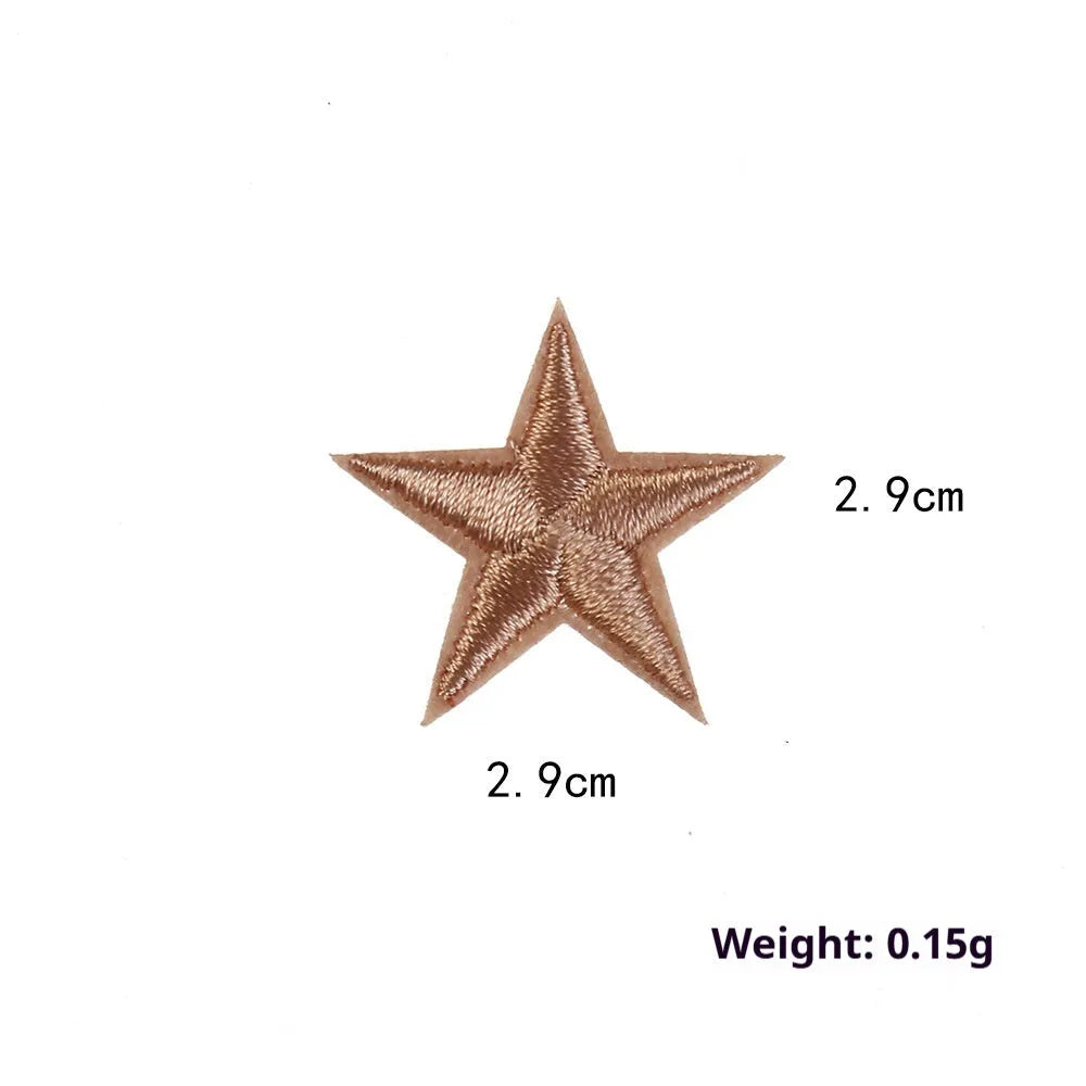 Colourful five-pointed star cloth embroidery labels for DIY clothing decoration.