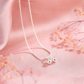 Adjustable silver cherry necklace with snake bone chain and fruit pendant