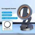 Universal folding car phone holder with black magnetic bracket on car dashboard