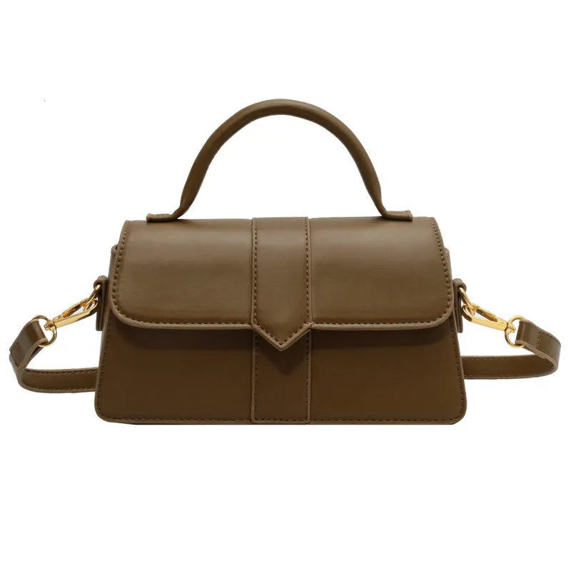 Women's PU messenger bag in horizontal square design with 22cm width, available in multiple colours