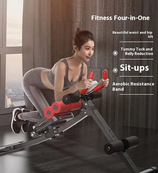 Home female belly training waist-shaping machine with metal frame and ribbon drawstring, 113x30x70cm