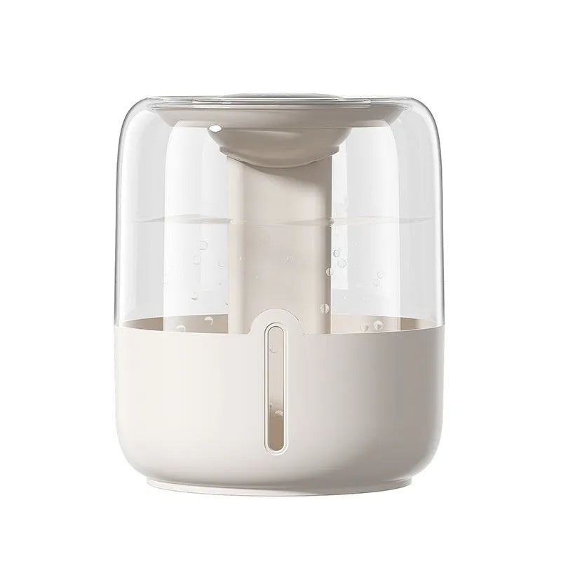 Beige plastic USB humidifier with display, dual mist nozzles, and large 3.2L water tank.