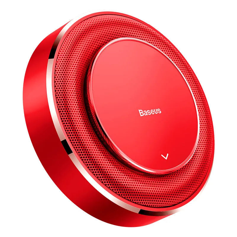 Aluminium alloy car fragrance diffuser with round perfume seat and scent tablets in black red silver colours
