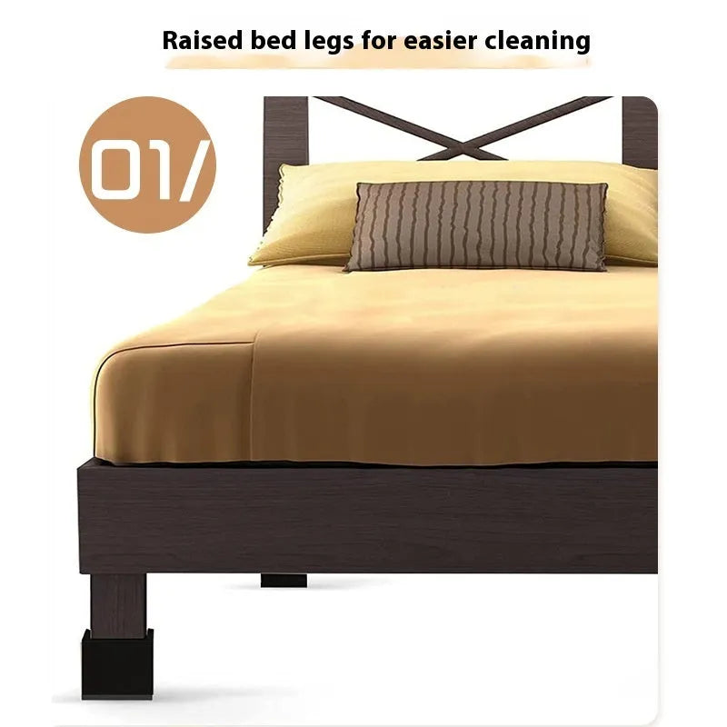 Four black plastic furniture foot mats for increasing bed and sofa height