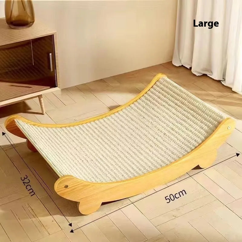 A pastoral-style sisal cat scratch board, showing the textured sisal blanket surface, available in large and small sizes.
