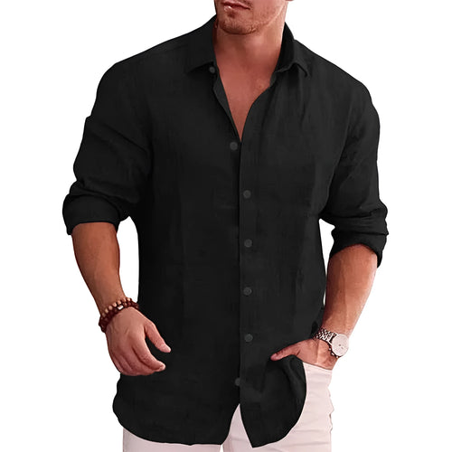 Men's 3D printed solid colour casual shirt with slim lapel, long sleeves, loose fit, available in multiple colours