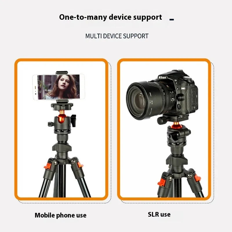 K268 orange aluminium alloy folding portable SLR camera tripod with load capacity 2-5kg