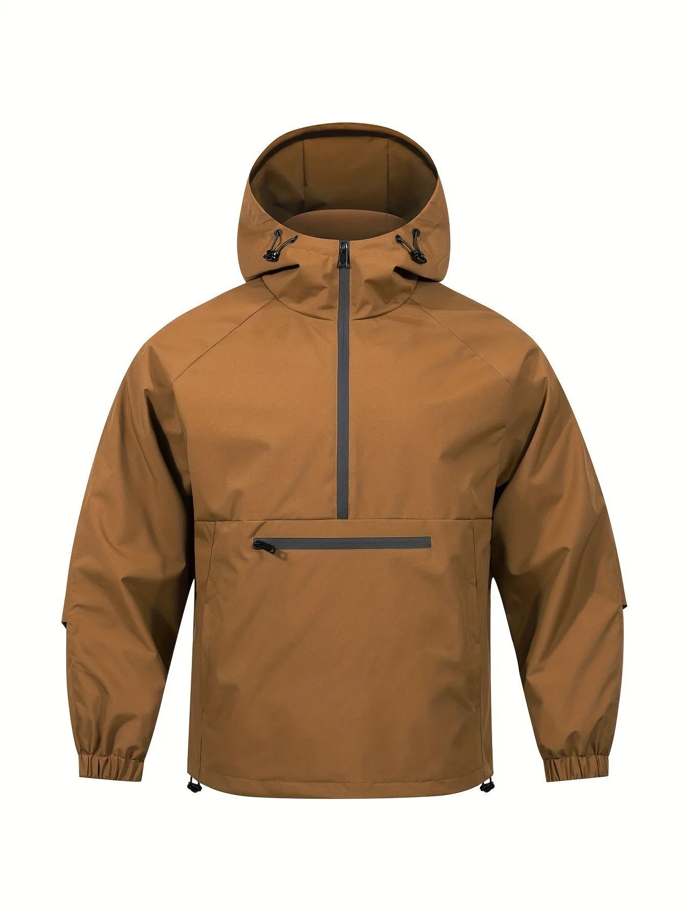 Men's Korean-style loose half-zip hooded corduroy sweater jacket with rabbit fur lining