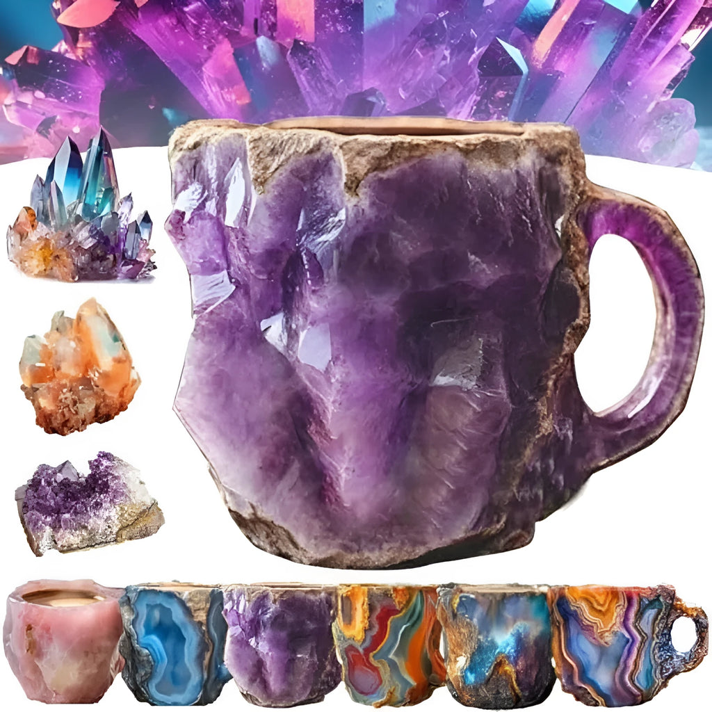 400ml resin mineral crystal coffee mug with handle in multiple colour options