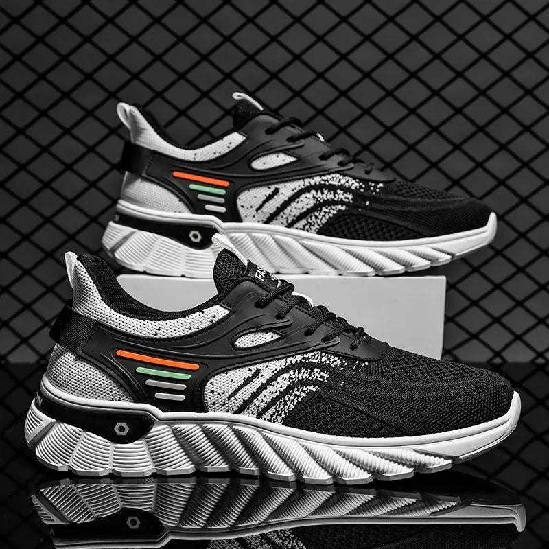 Men's white blue platform casual sports shoes with mesh upper and cross shoulder straps