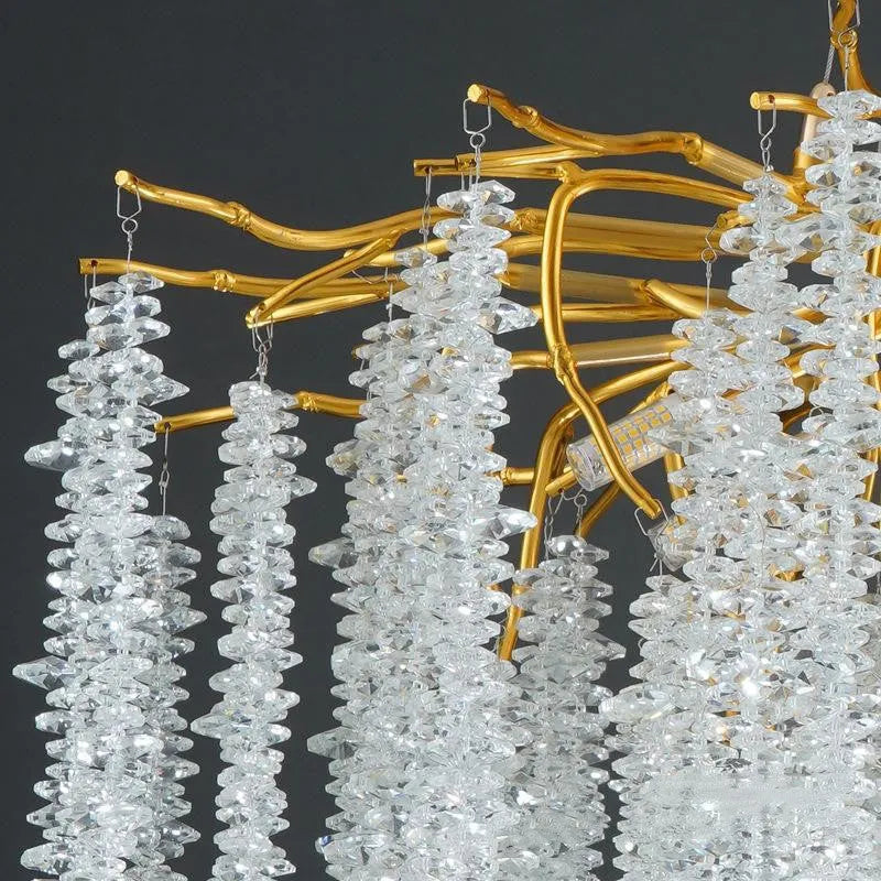 Crystal chandelier ceiling light with adjustable height aluminium alloy body