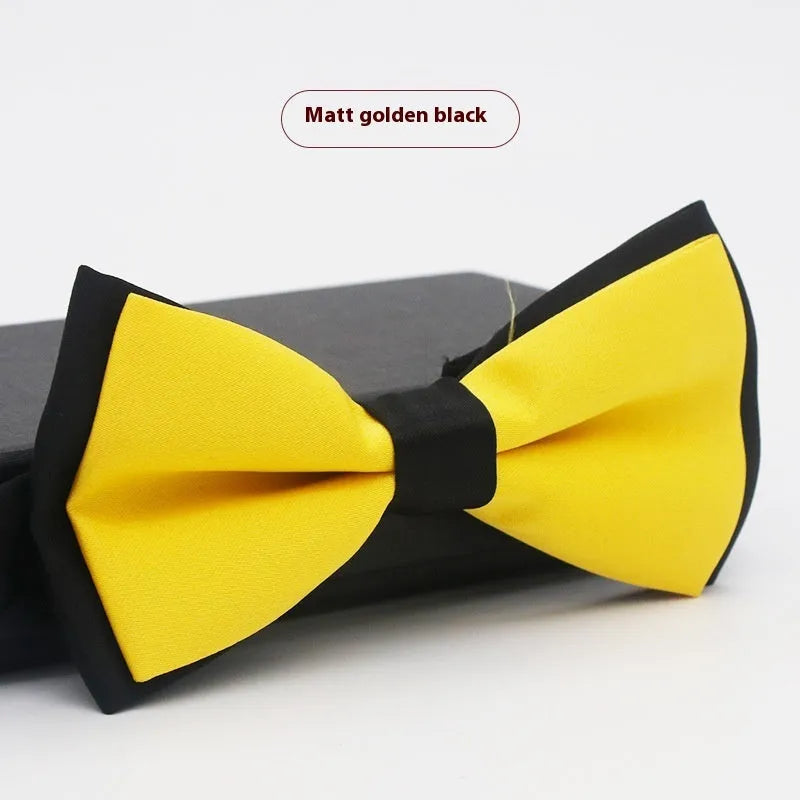 Solid colour flat head bow tie for formal wear in multiple colours including black, red, and blue.