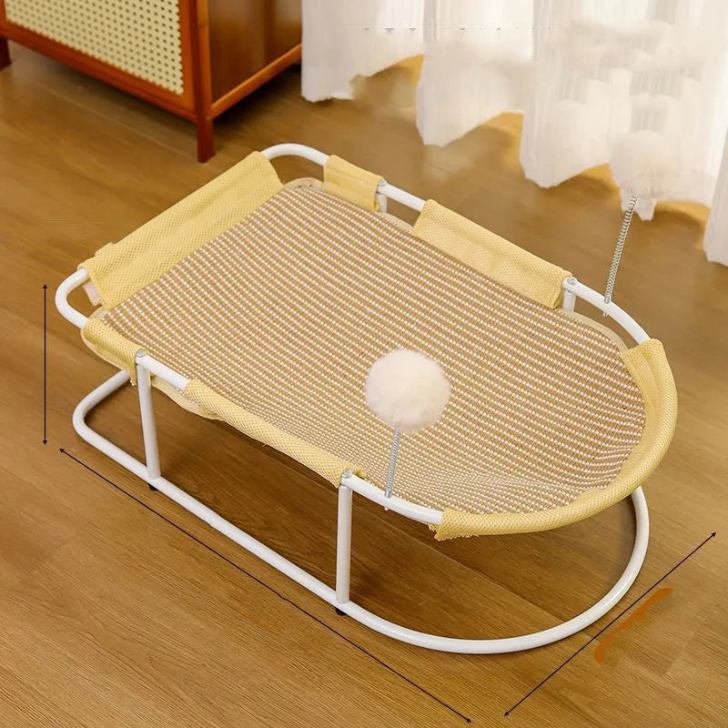 Large grey fabric pet kennel with breathable mesh panels for cats and puppies