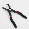 Red round nail removal pliers with PVC handles for automotive door panel and trim work