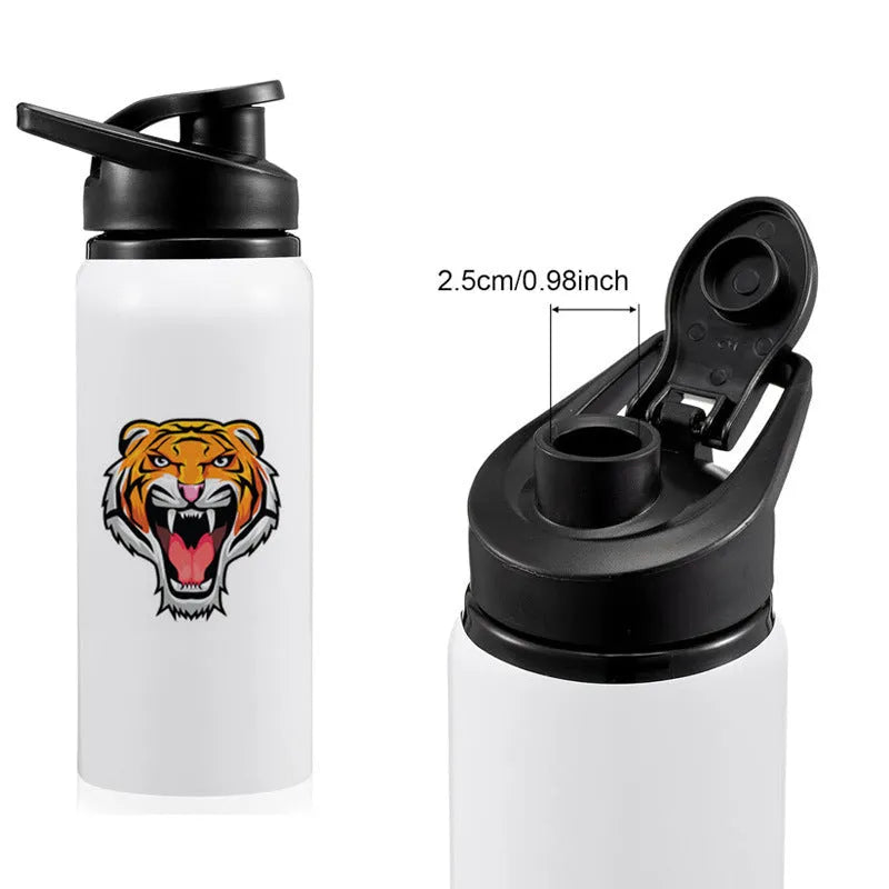 White aluminium sports cycling water bottle in 600ml and 750ml sizes for outdoor hydration