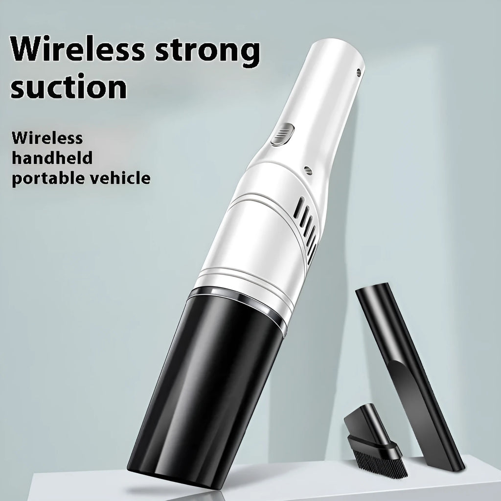 Wireless rechargeable car vacuum cleaner 12000Pa with tyre pressure gauge in black