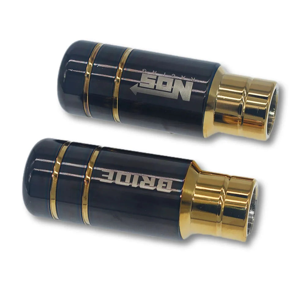 Roasted blue aluminium car gear shift knob on a black background