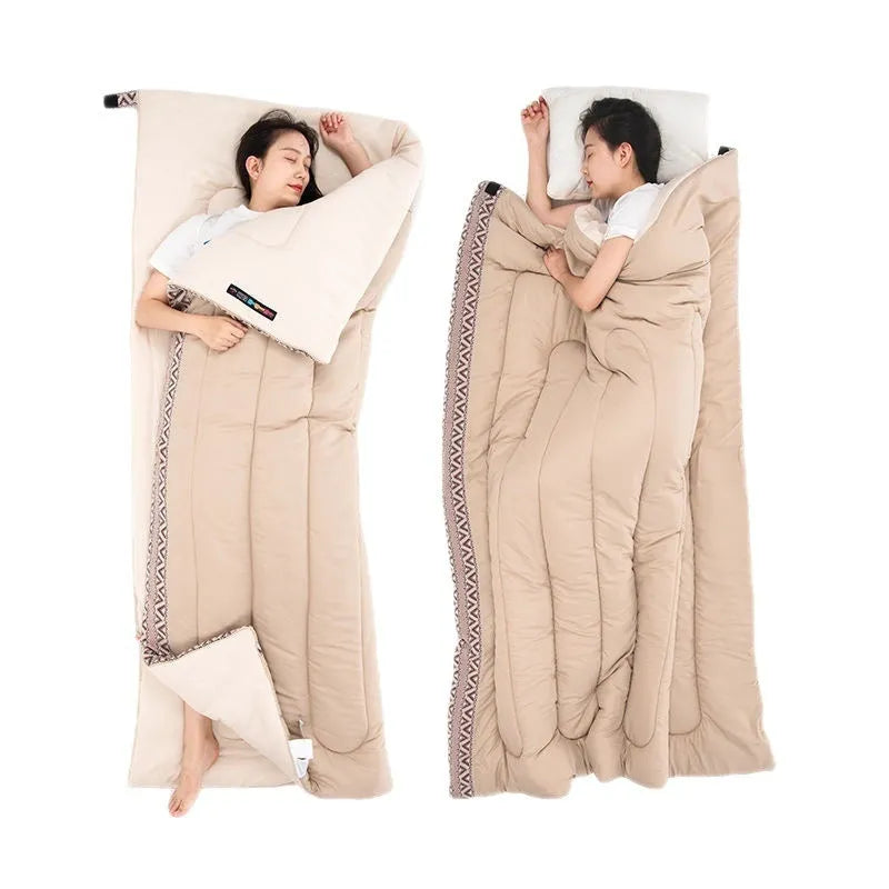 Four seasons universal portable outdoor camping sleeping bag for adults with storage bag