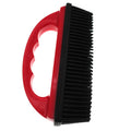 Red pet hair removal brush for grooming and carpet cleaning, dimensions 160mm by 85mm