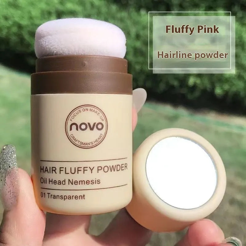 Oil control booster powder for face and bangs in three shade options: transparent, brown, and dark brown