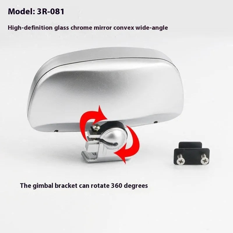 Car rear view auxiliary convex wide angle mirror in black plastic and glass