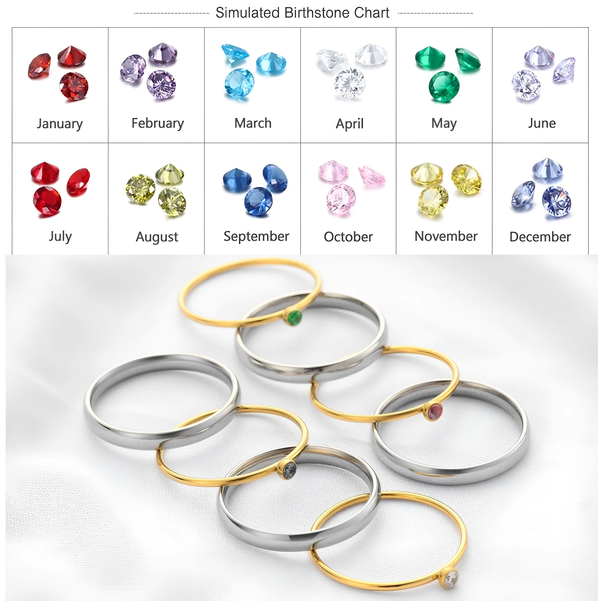 December birthstone ring with geometric engraving on titanium steel band