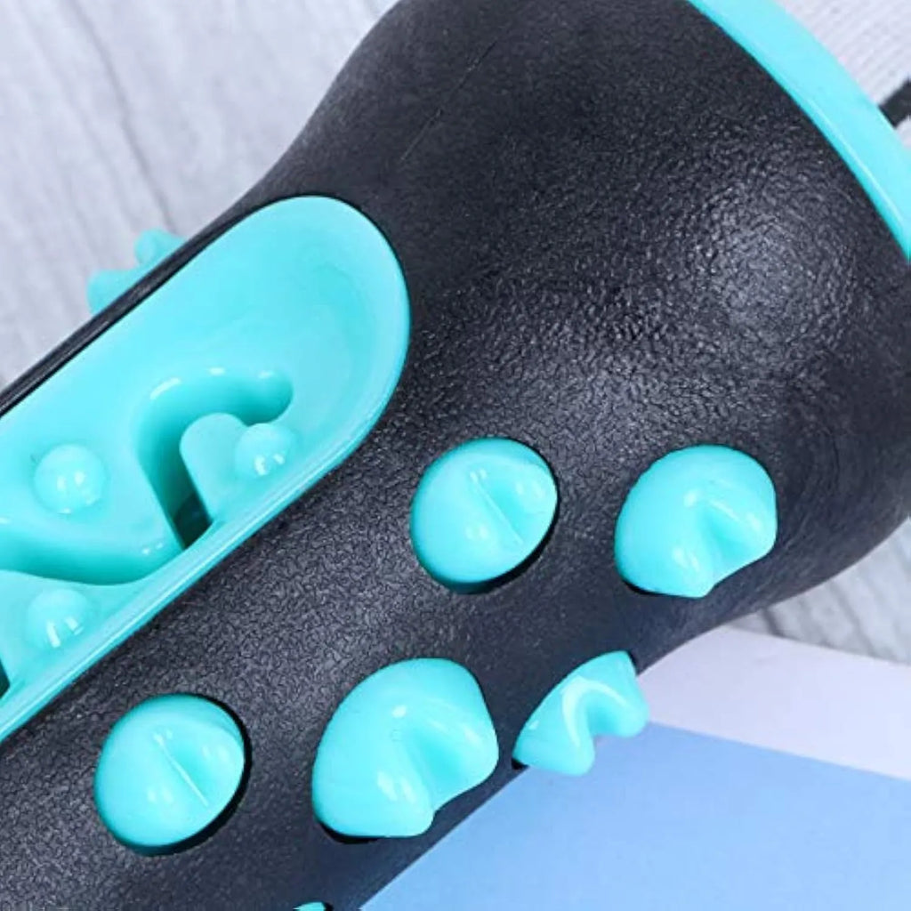 15cm natural rubber dog toothbrush chew toy in blue colour for dental cleaning