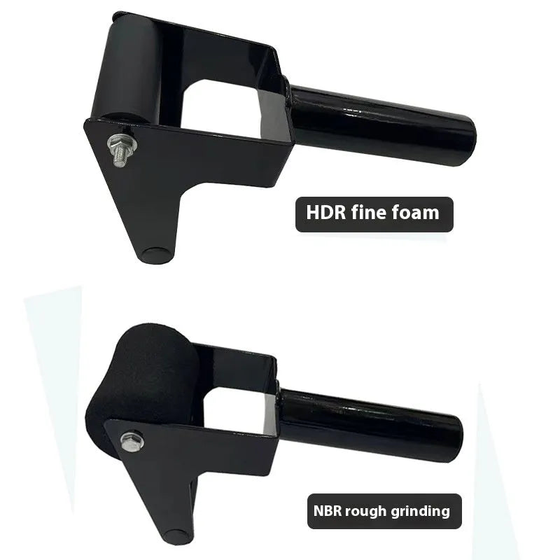 Shin trainer with iron foam frame and foam padding for calf ankle rehabilitation, fits 50mm or 25mm barbell discs