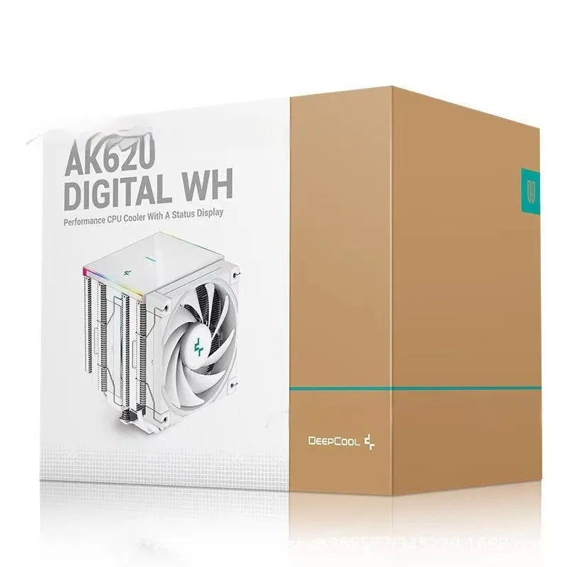 DeepCool twin tower CPU air cooler with digital display in black or white colour options