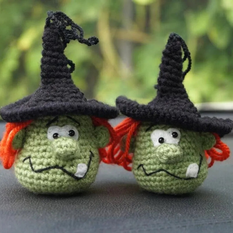 Plush hand-woven polyester automobile hanging ornament with cartoon style design on car dashboard
