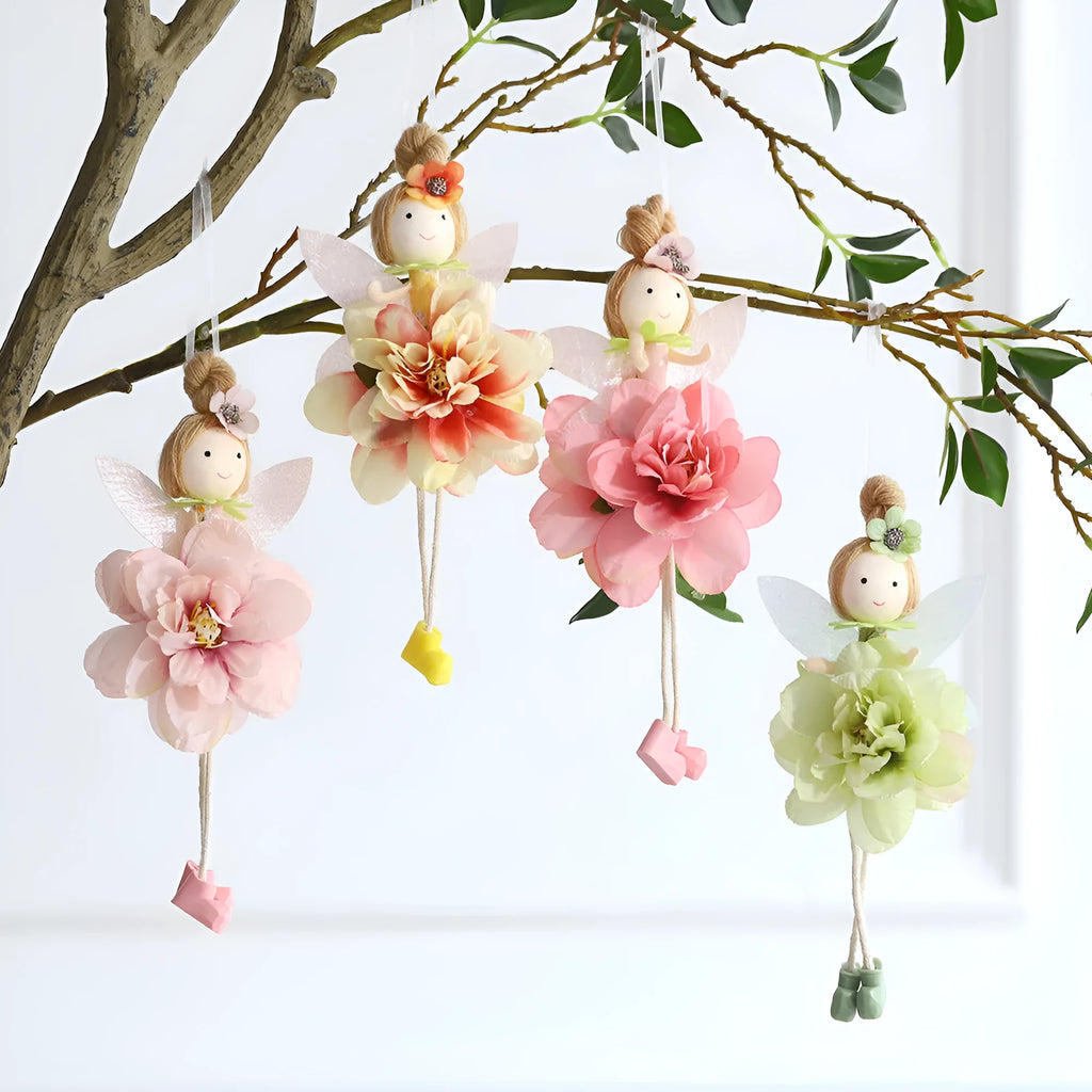 Cloth Easter pendant with cute elf design and flower angel motifs in multiple colour options