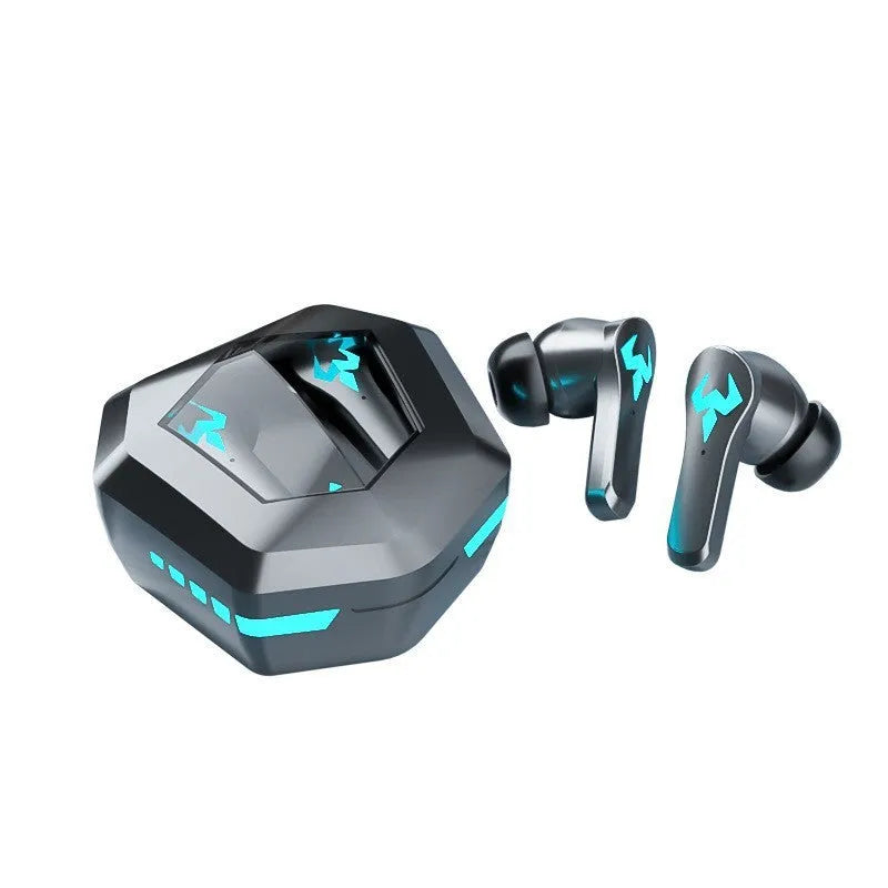 Black wireless in-ear noise-canceling sports headset with Bluetooth 5.0