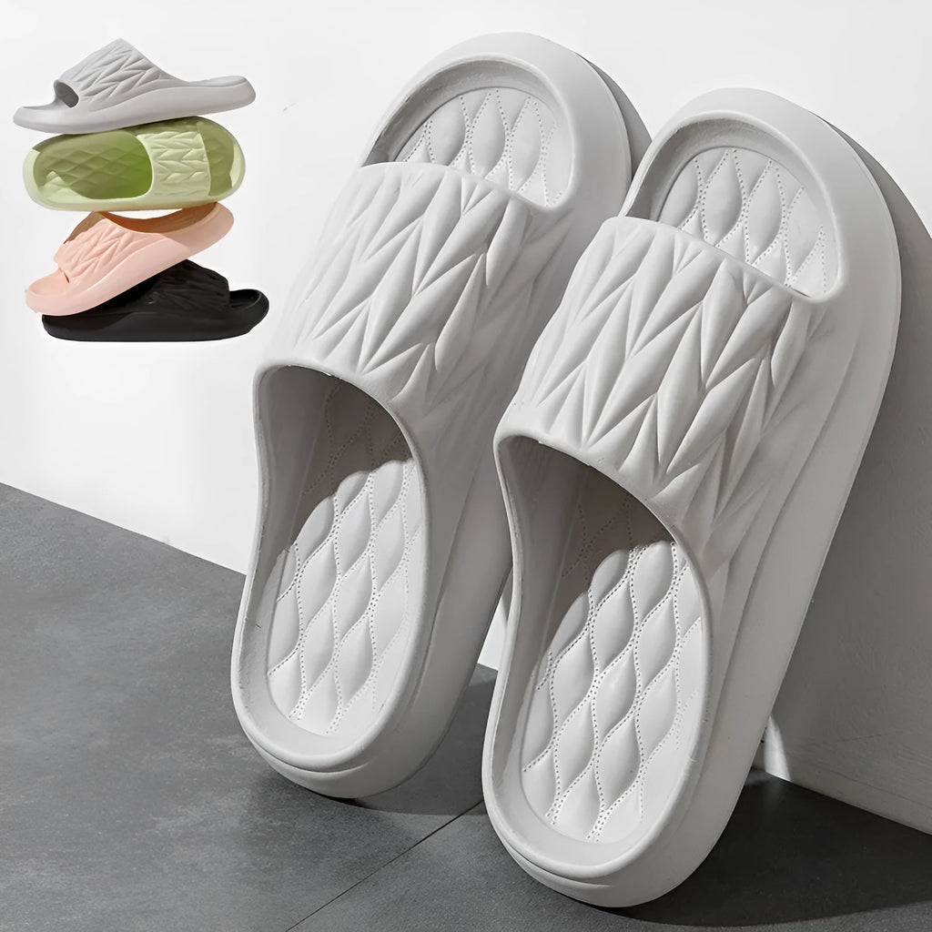 Leaf texture design EVA slippers in five colours with anti-slip sole for indoor household use