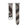Grey plaid leather-style PU watch strap for 38/40mm or 42/44mm watch cases on a white background