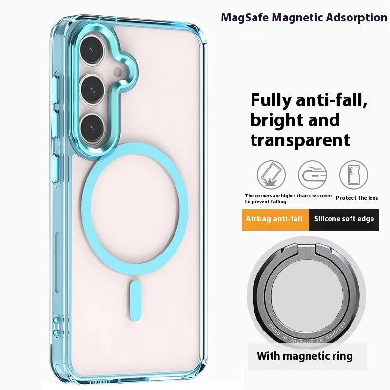 Transparent magnetic lens ring phone case for Samsung Galaxy S23 FE in clear fit