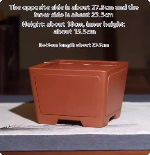 Square purple clay bonsai pot in classical style for succulent plants