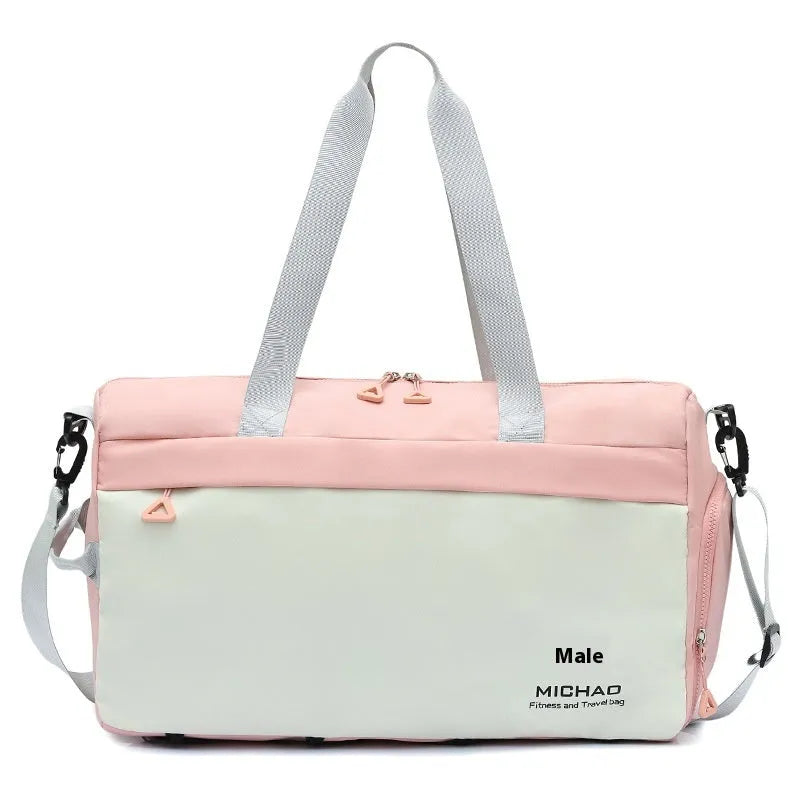 Fixed travel yoga bag in Oxford cloth, solid colour, with dry wet separation compartment and fixed mat strap.