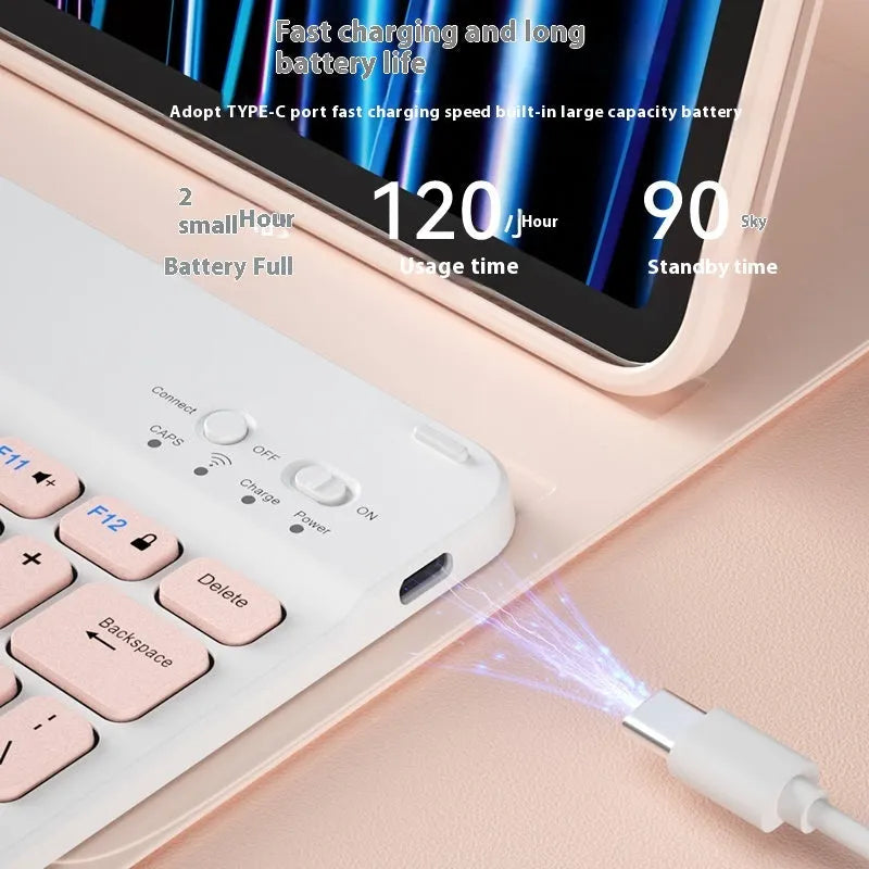 Bluetooth keyboard for Android tablets in multiple colours including white, green, and pink