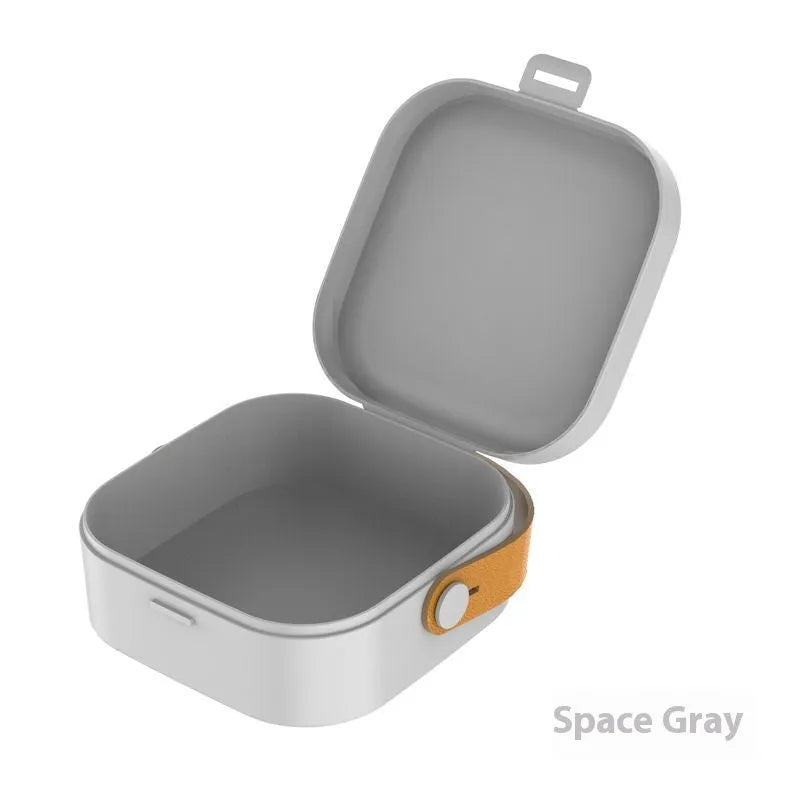 Medium polypropylene cable storage box with lid in five colour options for organising data cables and headphones