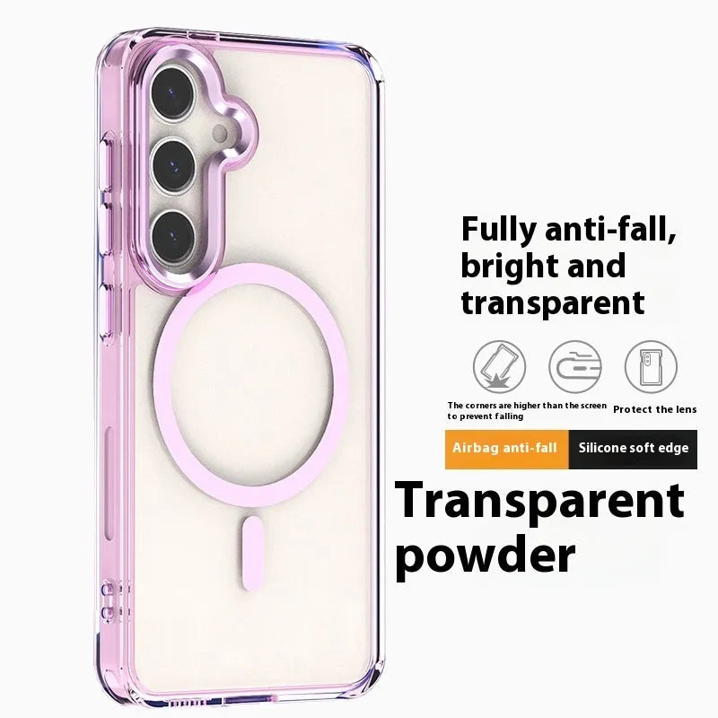 Transparent magnetic lens ring phone case for Samsung Galaxy S23 FE in clear fit