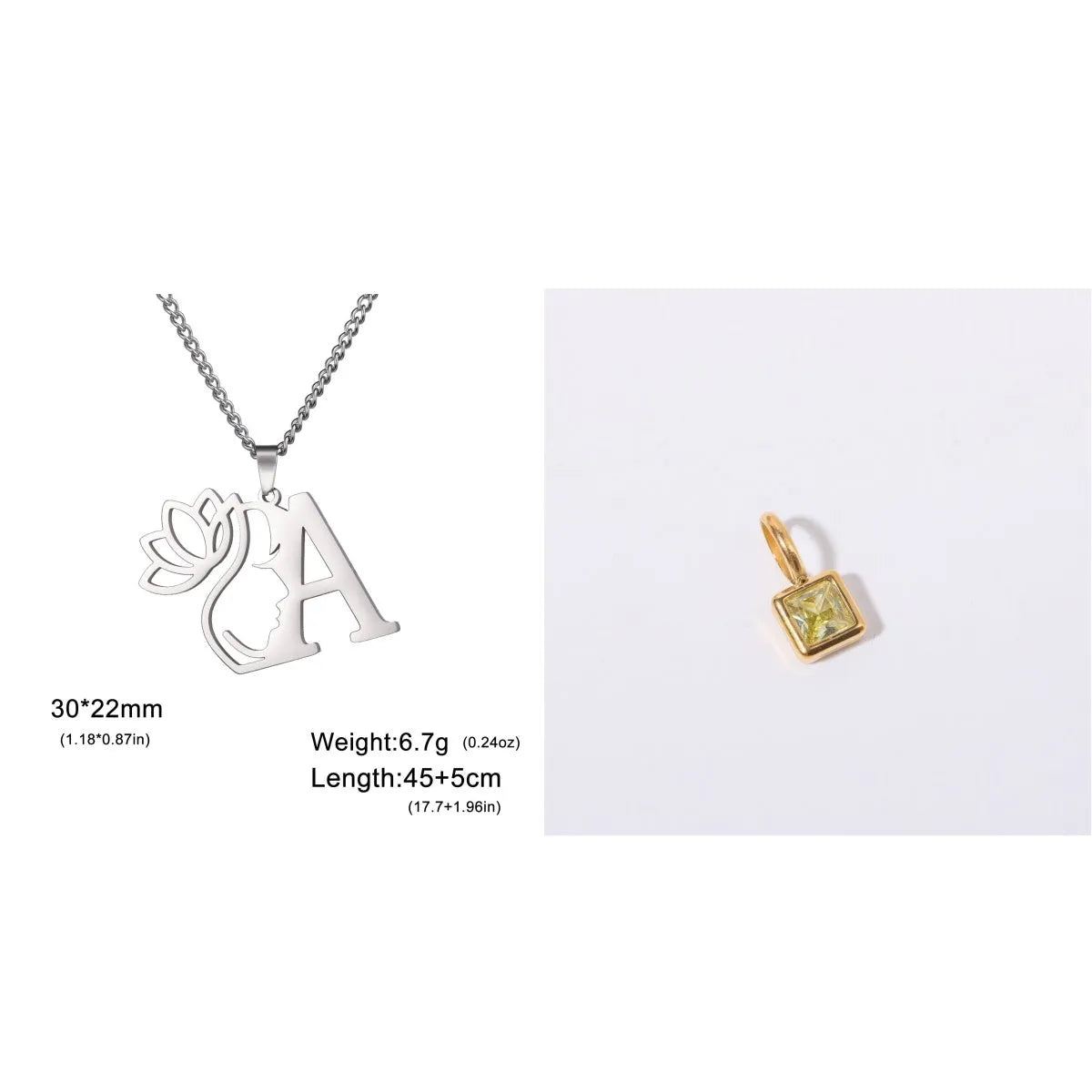 Stainless steel cross chain necklace with pendant in gold or silver electroplated finish