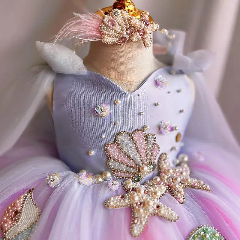 Cute children's pettiskirt dress in princess style with linen fabric and flax lining, available in sizes 80cm to 160cm.