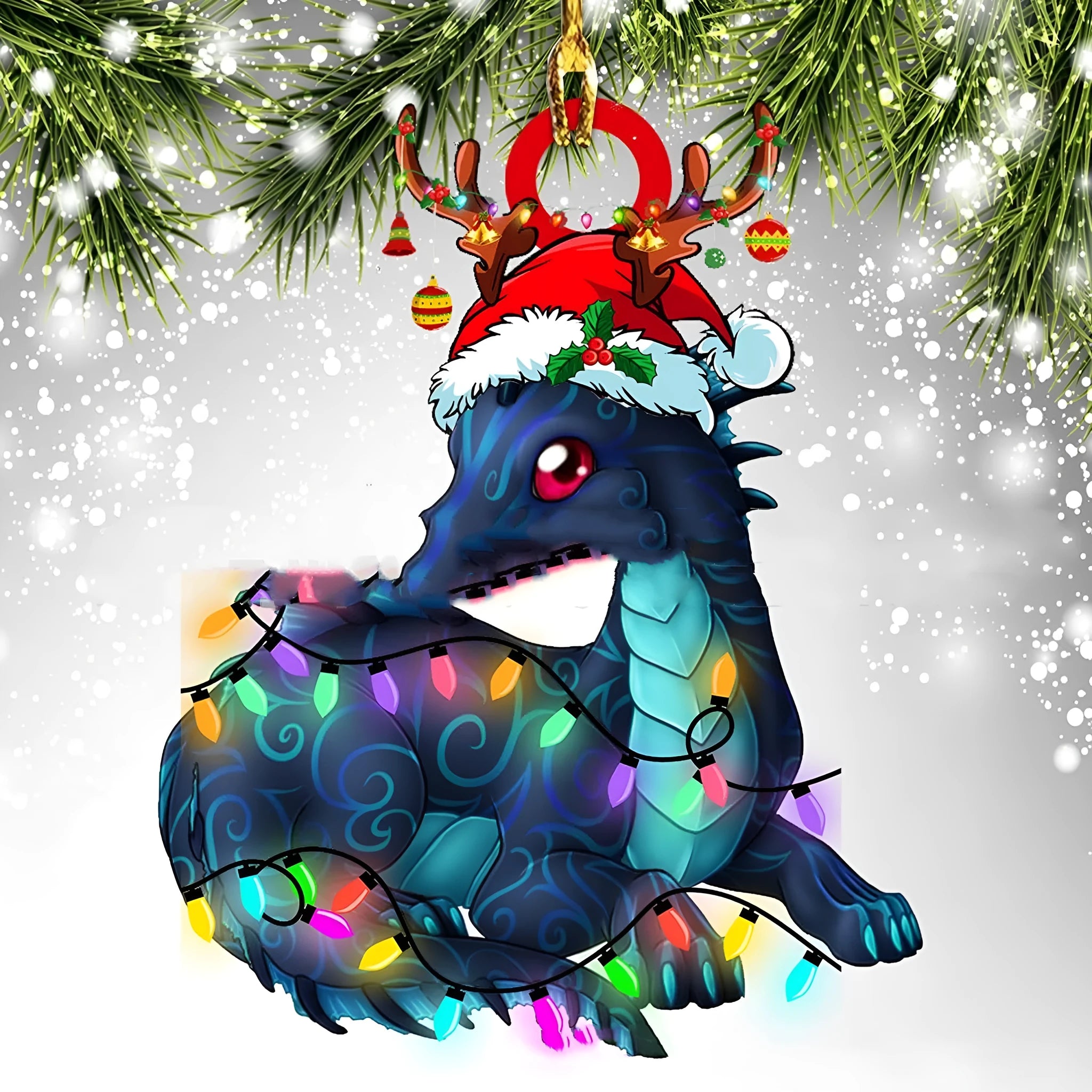 Dinosaur dragon egg Christmas pendant in acrylic, 8cm, one of 18 colour styles