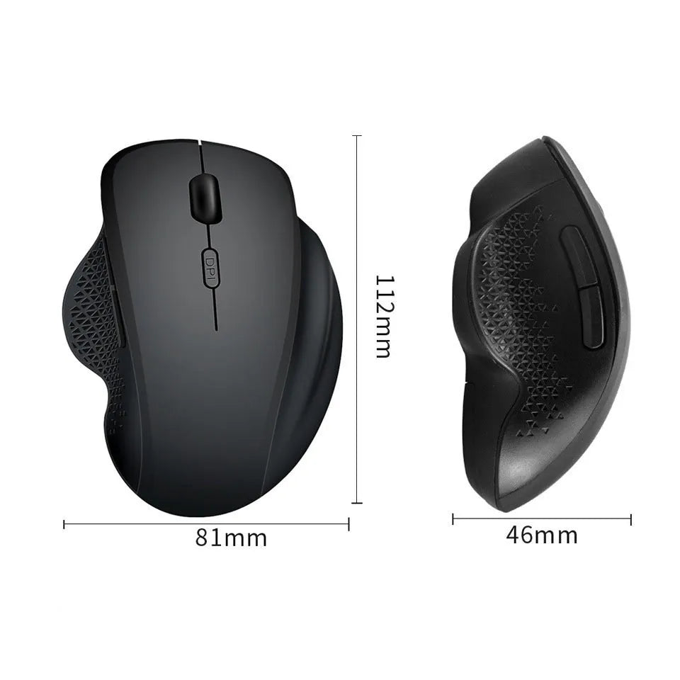 Self-charging wireless laptop mouse in black with 60cm charging cable and USB receiver
