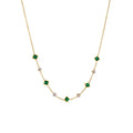 Gold titanium steel U-shaped square pendant necklace with emerald zircon on adjustable cross chain
