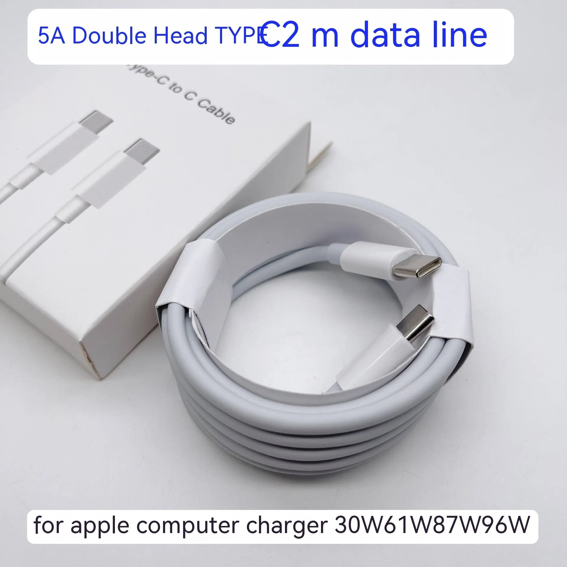 Compact 61W wireless laptop power adapter with UK plug and 2m USB-C cable, size 7x7x3cm