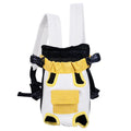 Canvas dog outing shoulder portable pet backpack in red and white with colour-matching trim, for small to medium dogs